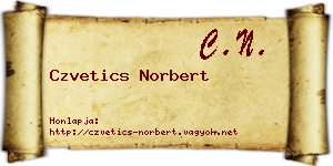 Czvetics Norbert névjegykártya